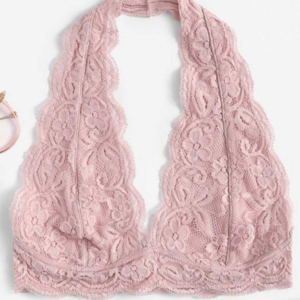 Women’s Halter Lace Pink Bralette